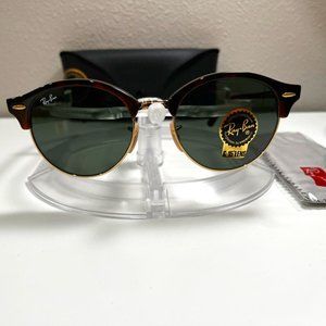 Ray-Ban Clubmaster sunglasses (RB4246). Polished red havana frame/green lenses